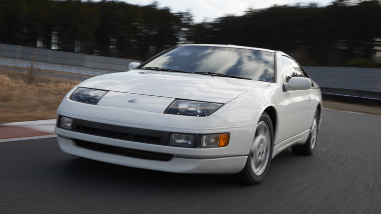 White Nissan 300ZX on the track