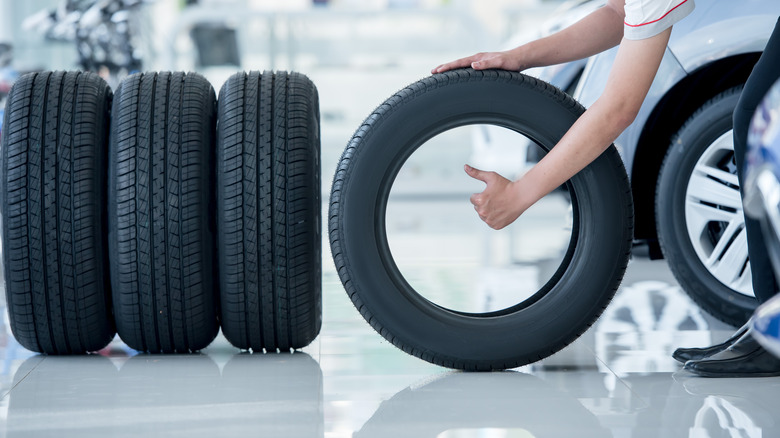 tires in a car shop