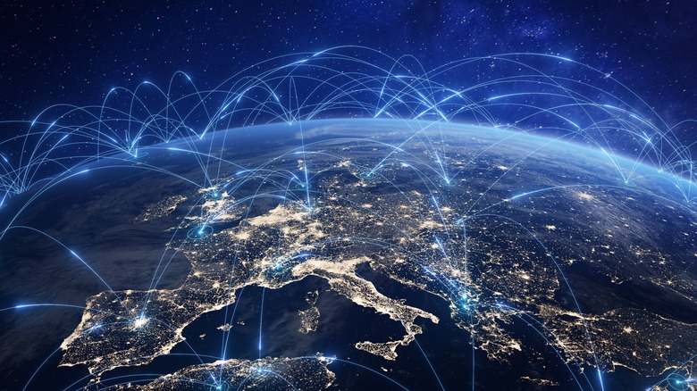 Internet connections around the world 