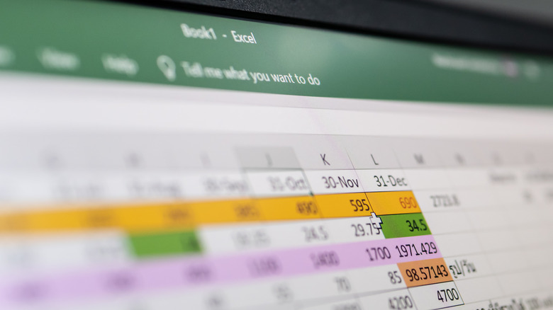 excel spreadsheet with data