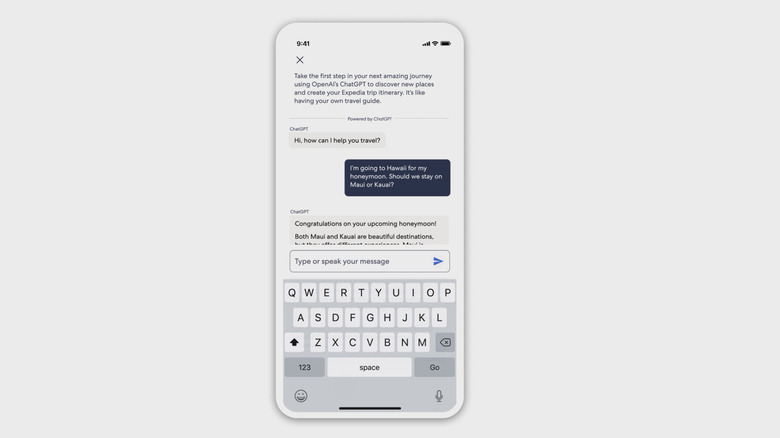 Expedia app ChatGPT system