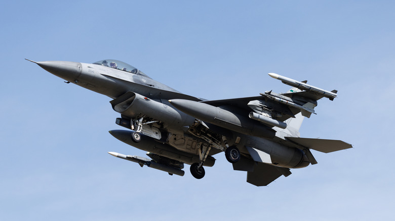 an F-16 and an F-15 fighter jet