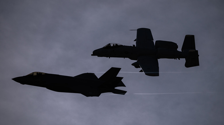 A-10 flying alongside F-35.