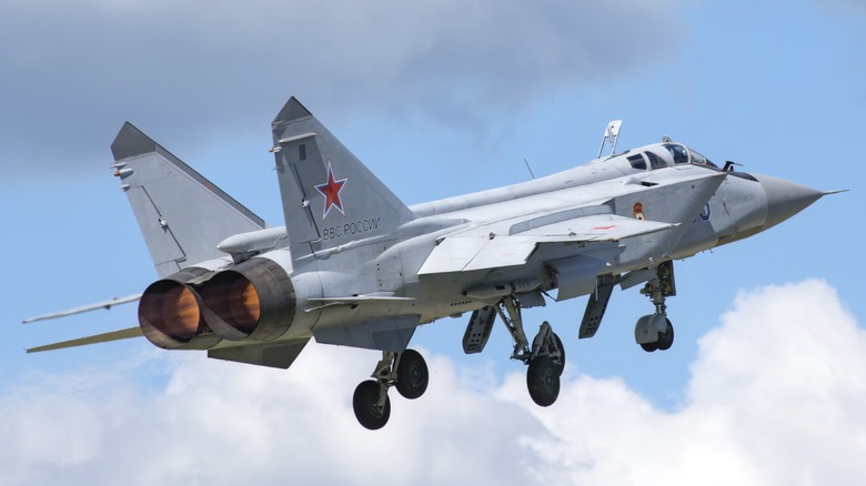 a MiG-25 or MiG-31, one of the fastest fighter jets in the world, taking off