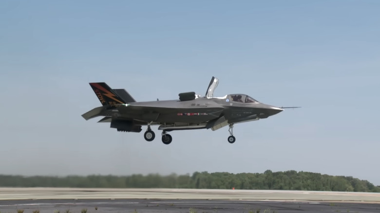 An F-35B test aircraft completes its first-ever vertical takeoff (VTO) at NAS Patuxent River