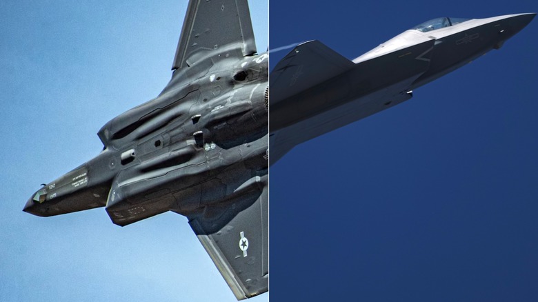 Side-by-Side of F-35A and J-35 flying