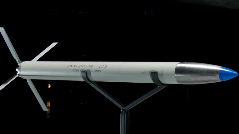 The Mighty Mouse unguided air-to-air missile on display