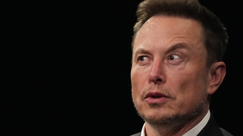 Elon Musk com sobrancelha esquerda levantada
