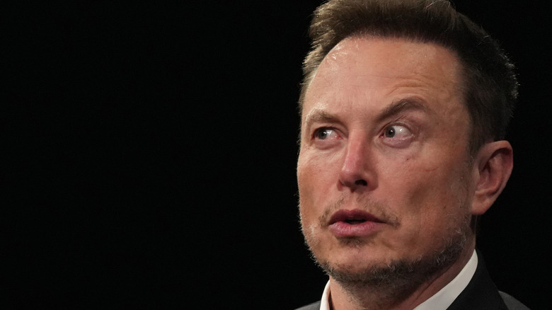 Elon Musk with raised left eyebrow