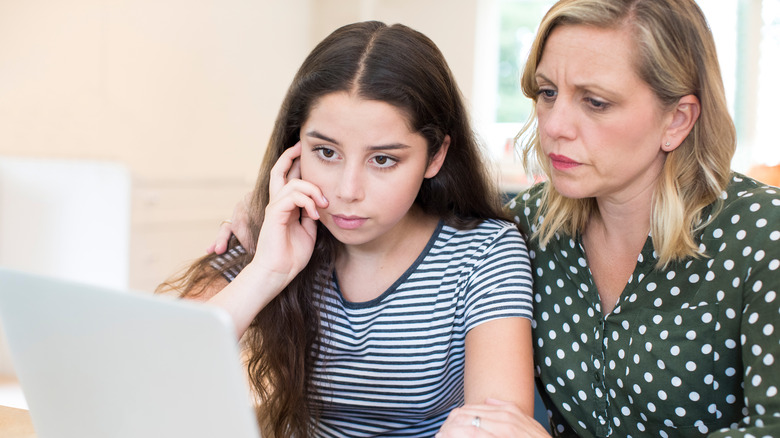 Teenage daughter and her mom