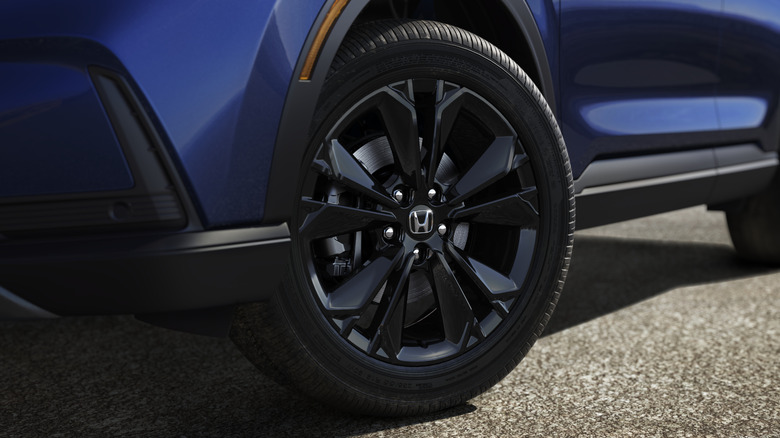 Close-up of front wheel on 2023 Honda CR-V Sport Touring