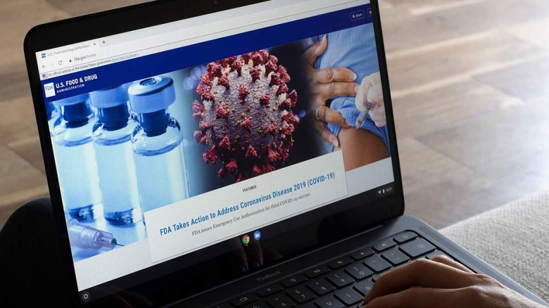 FDA website on laptop
