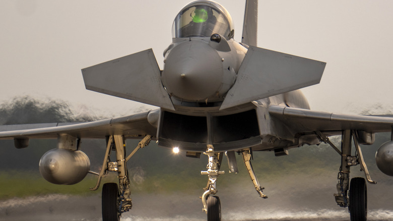 Eurofighter Typhoon against blurred background