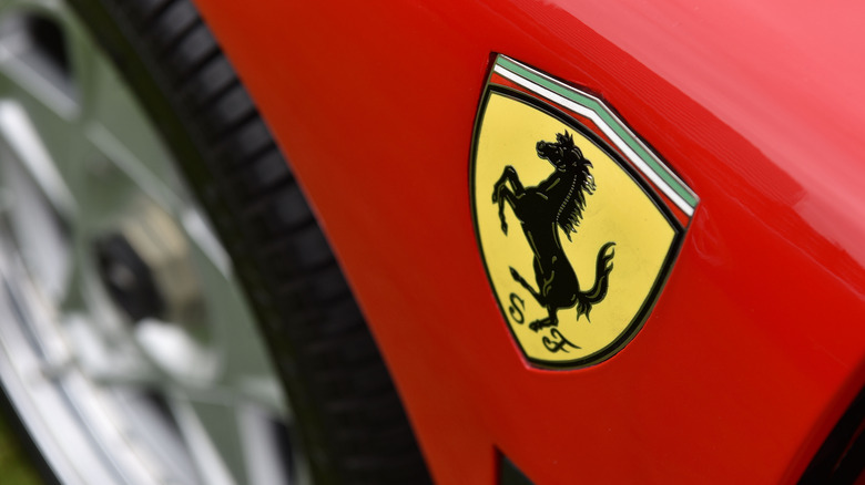 Ferrari badge close-up