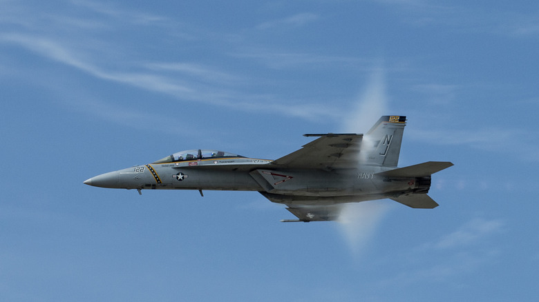 F/A-18F Super Hornet during transonic flight