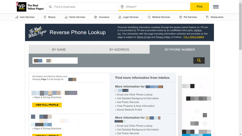 Yellow Pages phone number search