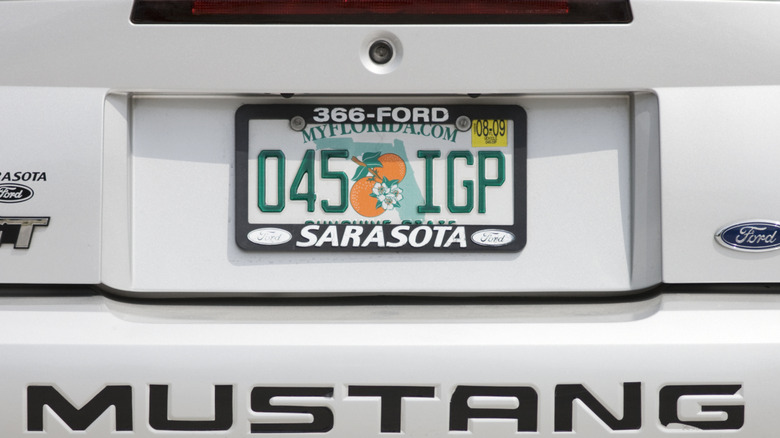 A license plate frame that may no longer be allowed