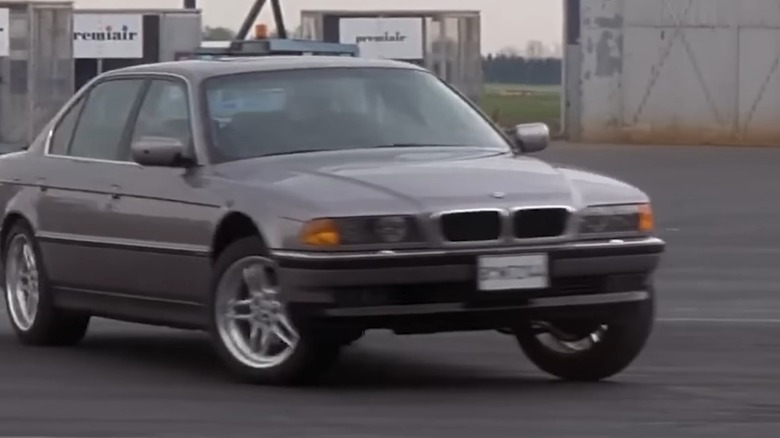 The BMW 750 iL from "Tomorrow Never Dies" with no visible driver.