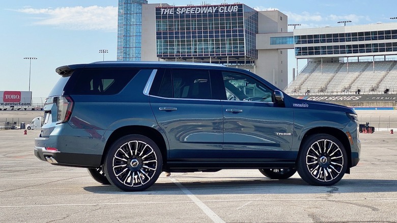 Chevrolet Tahoe High Country trim with large wheels parked on concrete