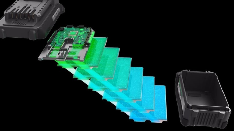 Inside of a Flex Stacked Lithium Battery.