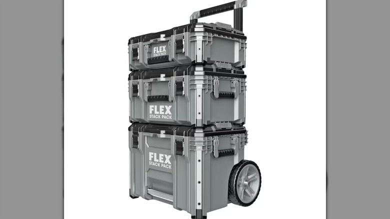 The Flex Stack Pack 3-Piece Tool Storage System Against A White Background