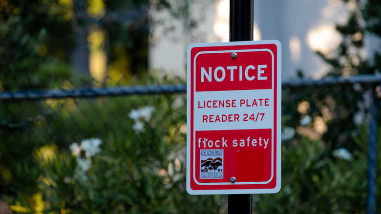 Flock Safety notice on sign in California