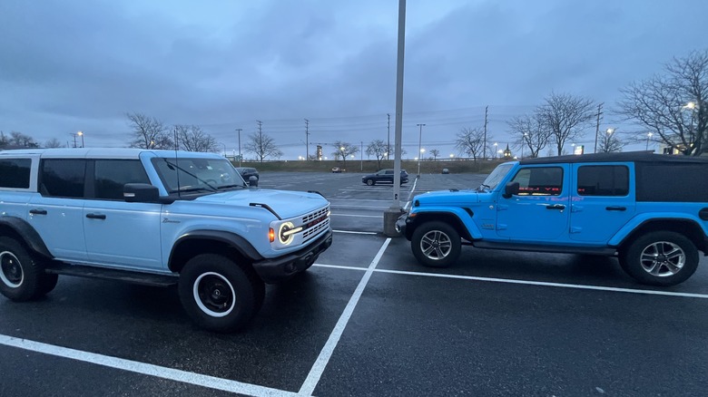 Bronco next to Jeep Wrangler