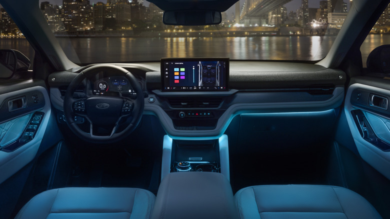2025 Ford Explorer interior showing dashboard and front seats