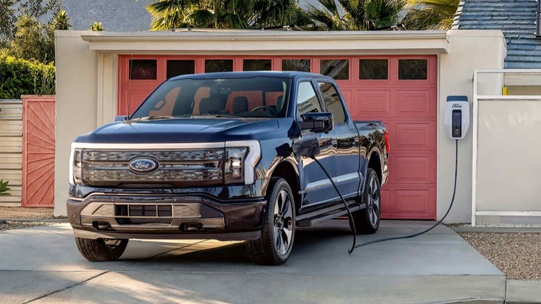 Ford F-150 Lightning plugged in
