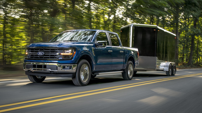 Ford F-150 towing small trailer