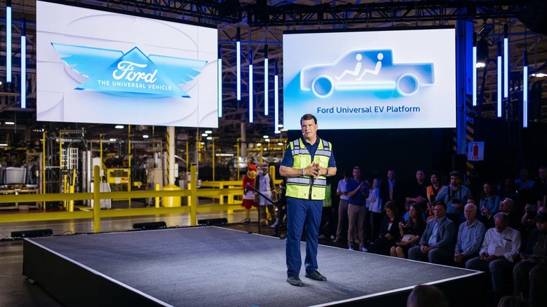 Ford Universal EV Platform reveal with Ford's CEO on stage