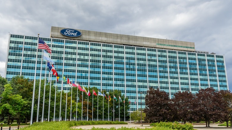 Ford corporate offices at the Henry Ford II World Center in Dearborn, Michigan.
