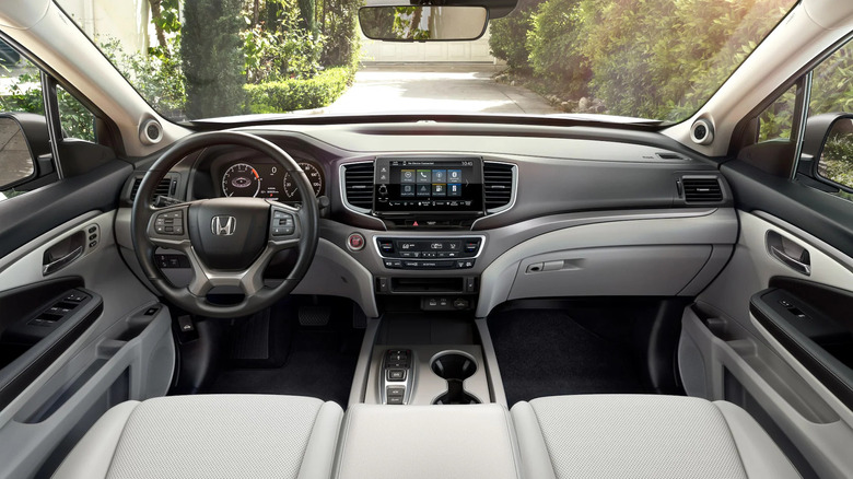 Shot of the Honda Ridgeline dashboard and front row seats