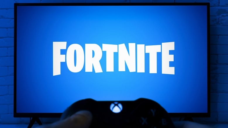 Gamer playing Fortnite on Xbox