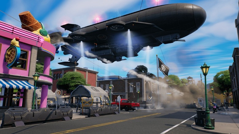 IO Blimp over Fortnite POI