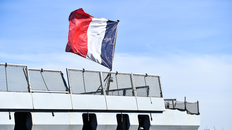 French flag on naval vessel