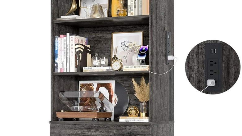 Bookshelf with integrated charging station