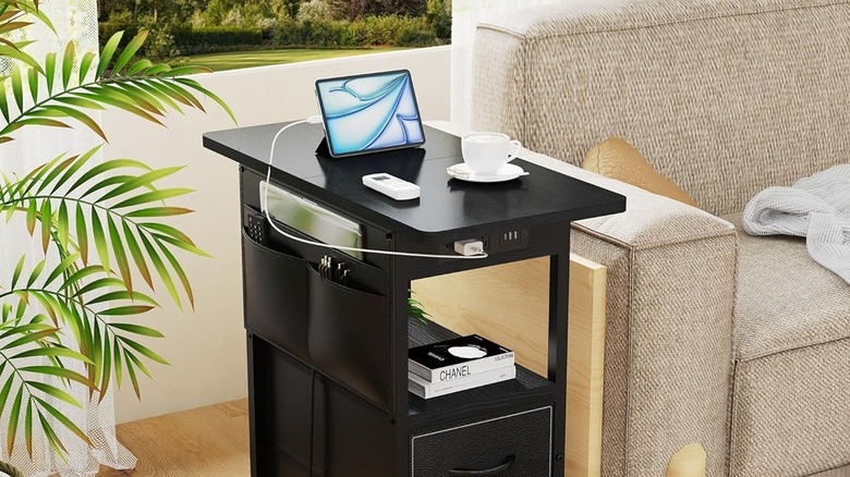 side table with integrated charging station