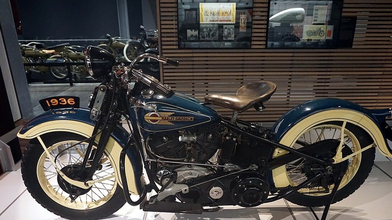 1936 Harley Davidson EL Knucklehead on display
