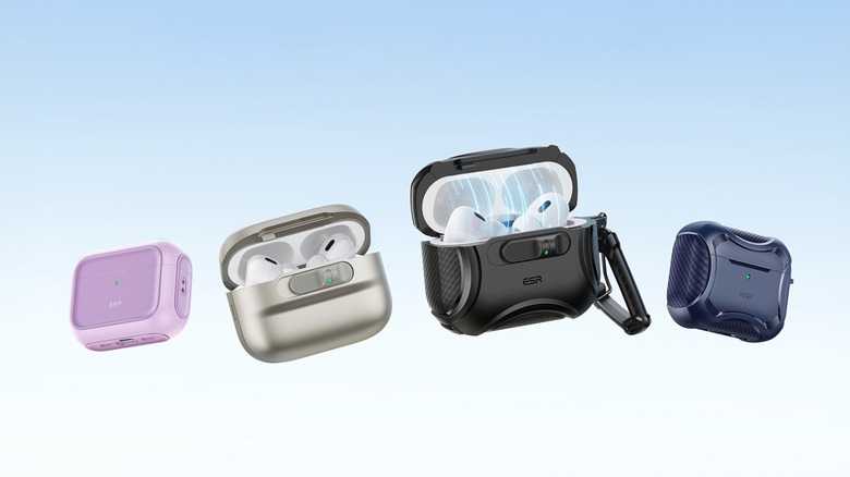 Airpod cases with blue background
