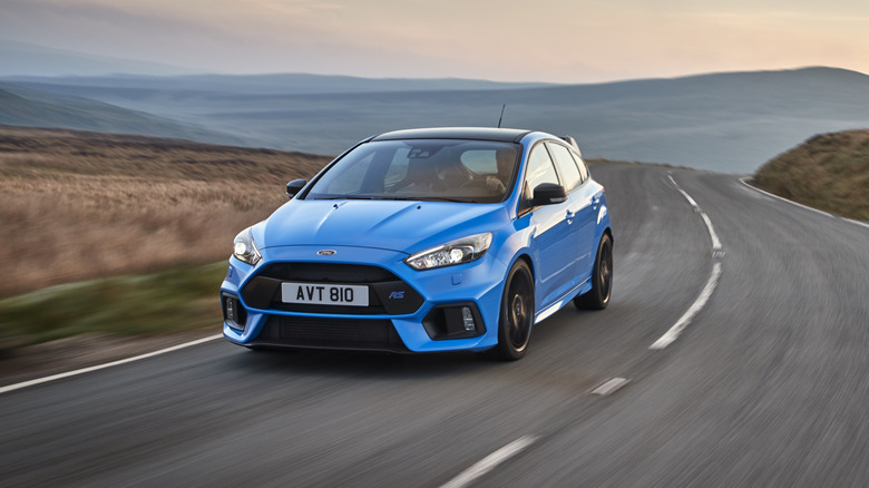 Focus RS driving on a road