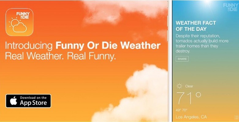 Funny or Die Weather app offers a joke with the temperature