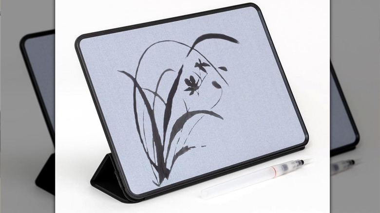 Water painting screen with water brush