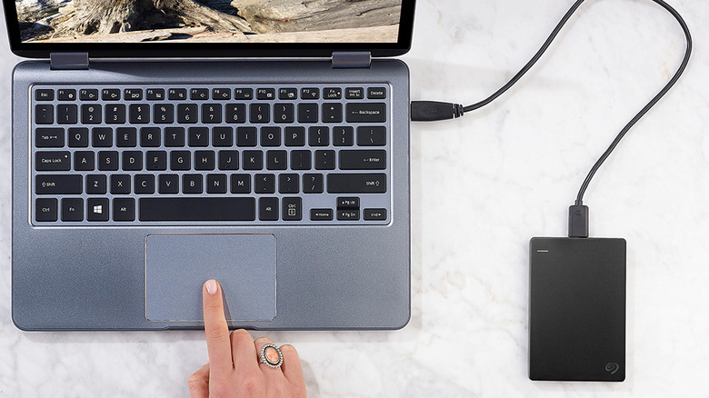 Seagate's Portable HDD is connected to a Windows laptop