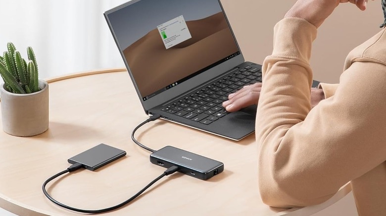 The  Anker 555 USB-C Hub has plenty of usb ports
