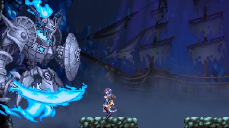 Facing off against one of many large bosses