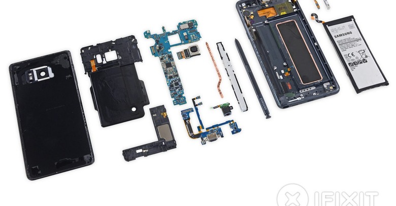 Galaxy Note 7 iFixit teardown earns low repairability score, highlights waterproof parts
