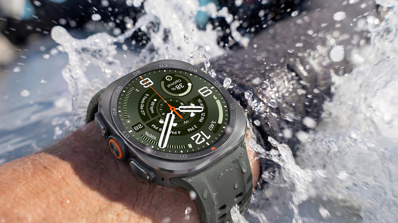 The Galaxy Watch Ultra 2 handles a splash of water