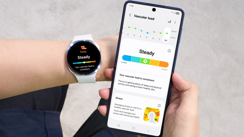 Samsung Galaxy Watch8 worn on wrist alongside Galaxy Z Flip 7
