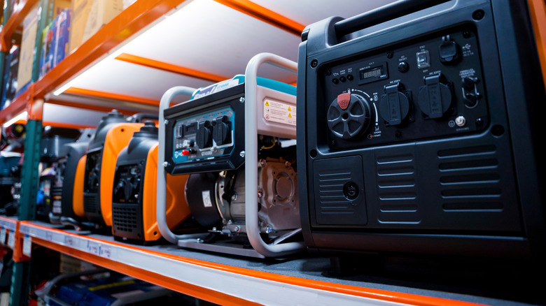 Store rack with generators of different sizes